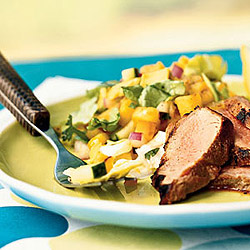 Grilled pineapple and avocado salad