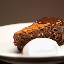 Hazelnut torte with ice cream